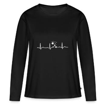 CADEAU - ECG COEUR EN LIGNE DISCO BALL STARS Blanc - T-shirt manches longues Premium bio Femme - noir - Devant - Julia (174cm)