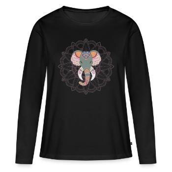 Ganesha Mandala - Frauen Premium Bio Langarmshirt - Schwarz - Vorne - Julia (174cm)