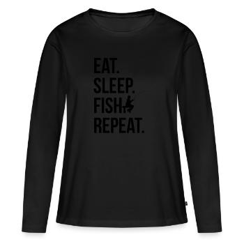 Angeln Angler Fischerei Fischer - Frauen Premium Bio Langarmshirt - Schwarz - Vorne - Julia (174cm)