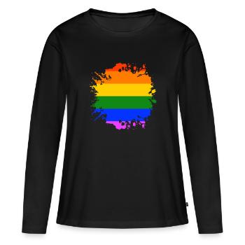 LGBT Spot Gay Pride Rainbow CSD - T-shirt manches longues Premium bio Femme - noir - Devant - Julia (174cm)