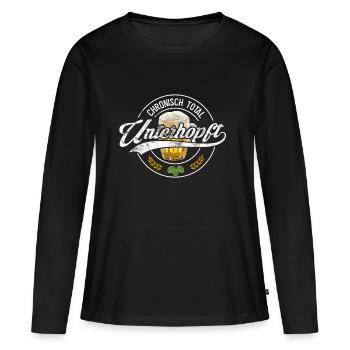 Chronisch Unterhopft vintage Bier durstig saufen - Frauen Premium Bio Langarmshirt - Schwarz - Vorne - Julia (174cm)