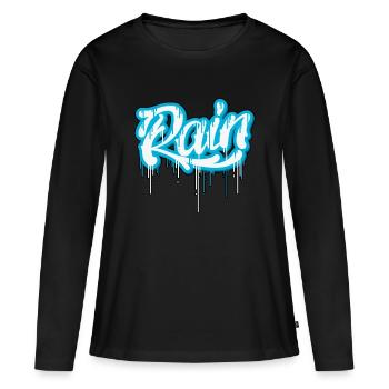 pluie - T-shirt manches longues Premium bio Femme - noir - Devant - Julia (174cm)