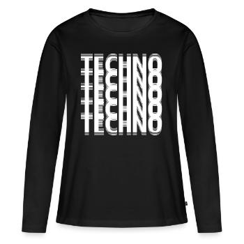 Techno - T-shirt manches longues Premium bio Femme - noir - Devant - Julia (174cm)