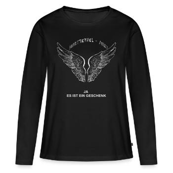 Chemise ange gardien - T-shirt manches longues Premium bio Femme - noir - Devant - Julia (174cm)
