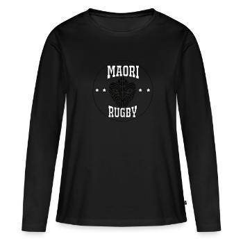 Haka maori - T-shirt manches longues Premium bio Femme - noir - Devant - Julia (174cm)