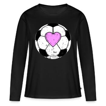 Coeur de football féminin Cher footballeur - T-shirt manches longues Premium bio Femme - noir - Devant - Julia (174cm)