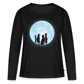 Erdmännchen Motiv - Frauen Premium Bio Langarmshirt - Schwarz - Vorne - Julia (174cm)