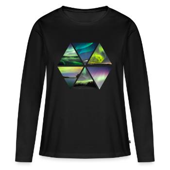 Lumières polaires - T-shirt manches longues Premium bio Femme - noir - Devant - Julia (174cm)