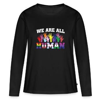 Gegen Rassismus - Frauen Premium Bio Langarmshirt - Schwarz - Vorne - Julia (174cm)