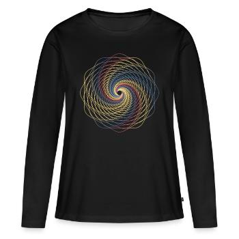 Spirale de géométrie sacrée - T-shirt manches longues Premium bio Femme - noir - Devant - Julia (174cm)