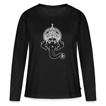Ganesha Indian God - Frauen Premium Bio Langarmshirt - Schwarz - Vorne - Julia (174cm)