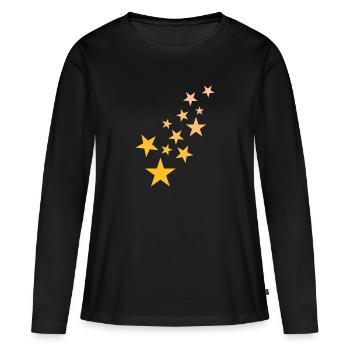 Étoile motif astérisque ciel étoilé - T-shirt manches longues Premium bio Femme - noir - Devant - Julia (174cm)