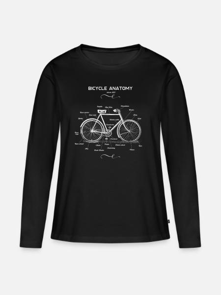 Lustige Fahrrad Anatomie Retro Vintage Rad - Frauen Premium Bio Langarmshirt - Schwarz