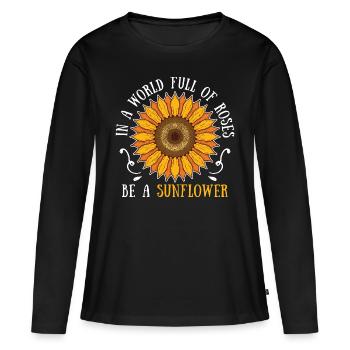 Tournesol - T-shirt manches longues Premium bio Femme - noir - Devant - Julia (174cm)