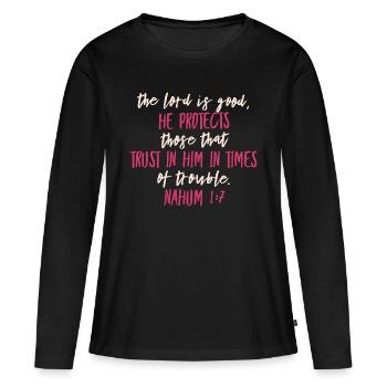 Chrétien chrétien chrétien chrétien chrétien chrétien - T-shirt manches longues Premium bio Femme - noir - Devant - Julia (174cm)