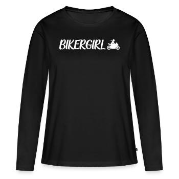 Bikergirl Supersportler Motorradfahrerin Bikerin - Frauen Premium Bio Langarmshirt - Schwarz - Vorne - Julia (174cm)