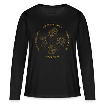 Game Of Thrones Targaryen Lannister Stark - Frauen Premium Bio Langarmshirt - Schwarz - Vorne - Julia (174cm)