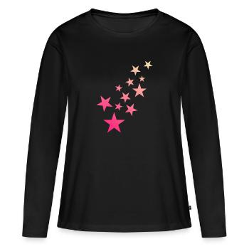 Stern Sternchen Muster Sternenhimmel - Frauen Premium Bio Langarmshirt - Schwarz - Vorne - Julia (174cm)