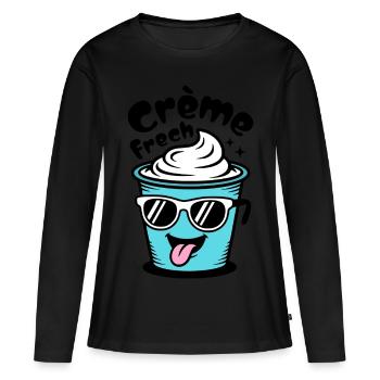 Crème Frech - Frauen Premium Bio Langarmshirt - Schwarz - Vorne - Julia (174cm)