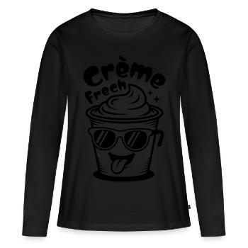 Crème Frech - Frauen Premium Bio Langarmshirt - Schwarz - Vorne - Julia (174cm)