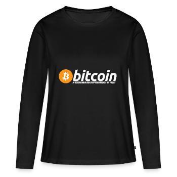 Bitcoin Logo mit Slogan Weiß - Frauen Premium Bio Langarmshirt - Schwarz - Vorne - Julia (174cm)