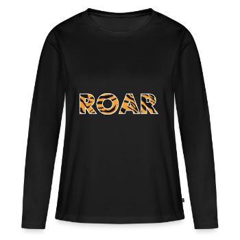 ROAR roar lettering tiger pattern stripes - Women's Premium Organic Long Sleeve Shirt - black - Front - Julia (174cm)
