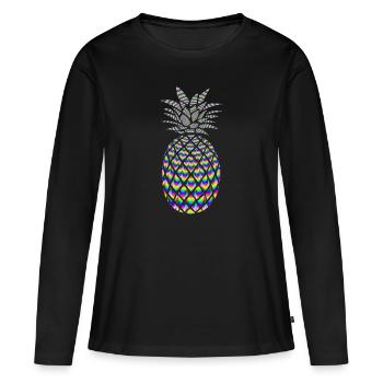 ANANAS PSYCHÉDÉLIQUE - T-shirt manches longues Premium bio Femme - noir - Devant - Julia (174cm)