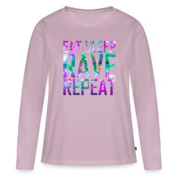 Eat Sleep Rave Repeat | Buntes Festival - Frauen Premium Bio Langarmshirt - Altrosa - Vorne - Julia (174cm)