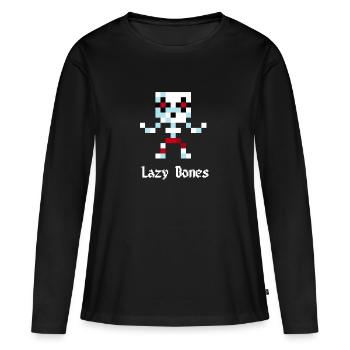 Squelette de 8 bits (Lazy Bones) - T-shirt manches longues Premium bio Femme - noir - Devant - Julia (174cm)