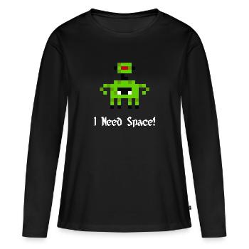 Alien 8 bits (j'ai besoin d'espace) - T-shirt manches longues Premium bio Femme - noir - Devant - Julia (174cm)