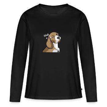 Beagle Teckel clin d'oeil idée cadeau - T-shirt manches longues Premium bio Femme - noir - Devant - Julia (174cm)
