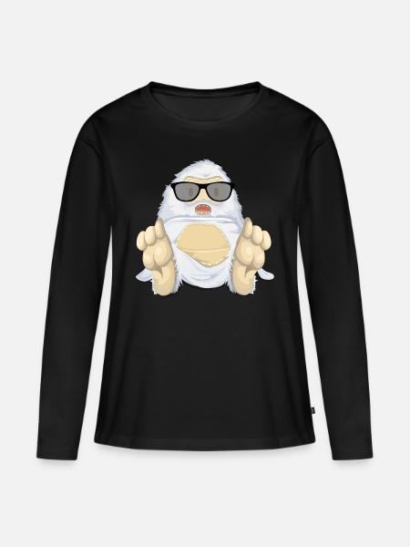 Yeti Schneemensch Bigfoot T-Shirt Geschenkidee - Frauen Premium Bio Langarmshirt - Schwarz