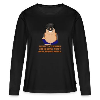Idée de cadeau ironique Speck printemps printemps Fitness - T-shirt manches longues Premium bio Femme - noir - Devant - Julia (174cm)