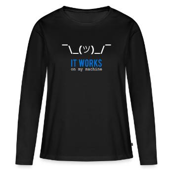 It works on my machine - Frauen Premium Bio Langarmshirt - Schwarz - Vorne - Julia (174cm)