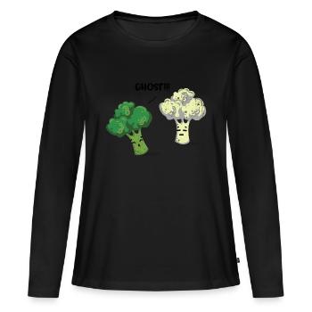 Brokkoli - Frauen Premium Bio Langarmshirt - Schwarz - Vorne - Julia (174cm)