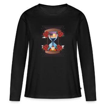 sablier - T-shirt manches longues Premium bio Femme - noir - Devant - Julia (174cm)