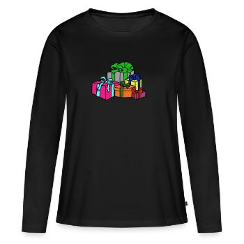 geschenke - Frauen Premium Bio Langarmshirt - Schwarz - Vorne - Julia (174cm)