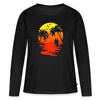 île - T-shirt manches longues Premium bio Femme - noir - Devant - Julia (174cm)