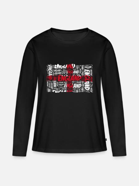 England - Frauen Premium Bio Langarmshirt - Schwarz