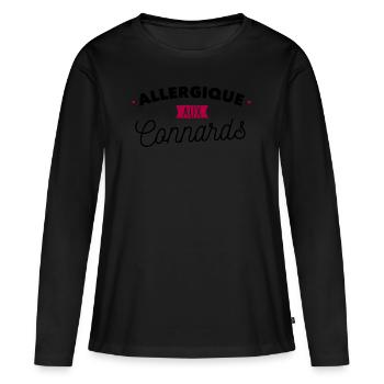 Allergique aux connards - T-shirt manches longues Premium bio Femme - noir - Devant - Julia (174cm)