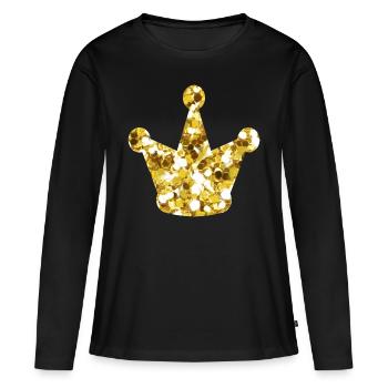 Roi couronne d’or - T-shirt manches longues Premium bio Femme - noir - Devant - Julia (174cm)