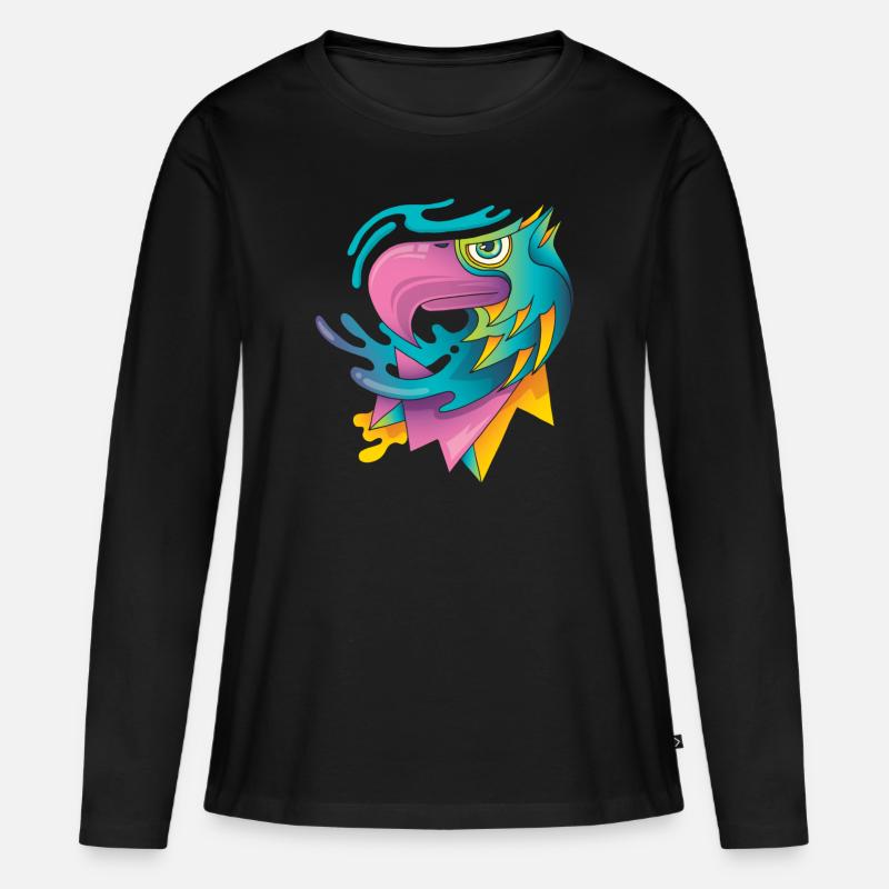 Adlerkopf moderne Grafik Pop Art - Frauen Premium Bio Langarmshirt - Schwarz