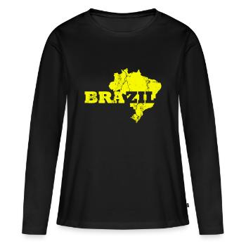 Brazil Country Form - Women's Premium Organic Long Sleeve Shirt - black - Front - Julia (174cm)