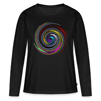 Couleurs tourbillonnantes, couleurs tourbillonnantes - T-shirt manches longues Premium bio Femme - noir - Devant - Julia (174cm)