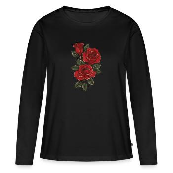 Rote Rosen - Frauen Premium Bio Langarmshirt - Schwarz - Vorne - Julia (174cm)