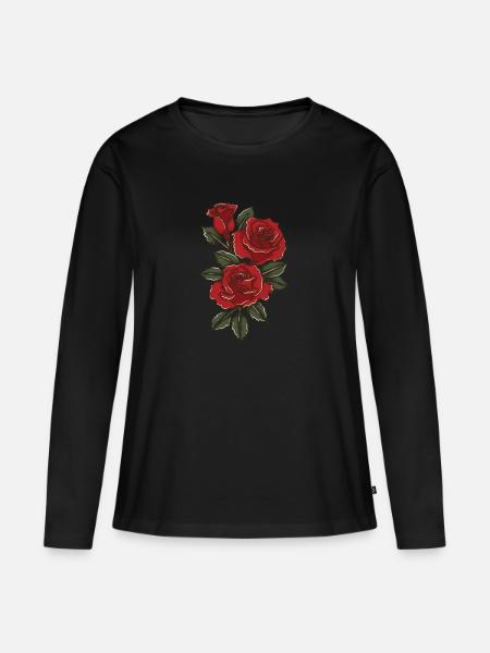 Rote Rosen - Frauen Premium Bio Langarmshirt - Schwarz