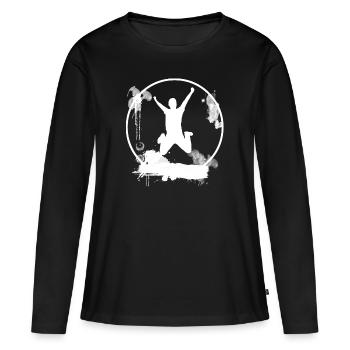 Joie de vivre Joy White - T-shirt manches longues Premium bio Femme - noir - Devant - Julia (174cm)