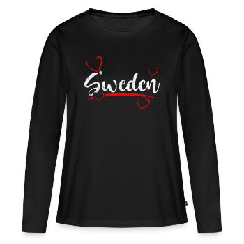 Suède coeur Suède - T-shirt manches longues Premium bio Femme - noir - Devant - Julia (174cm)