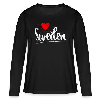 Suède coeur Suède - T-shirt manches longues Premium bio Femme - noir - Devant - Julia (174cm)
