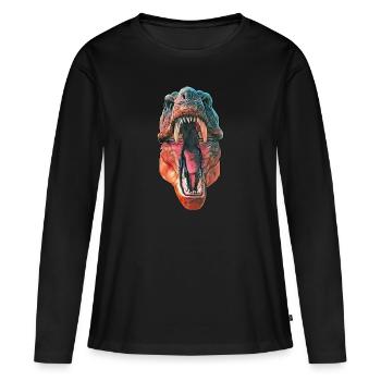 T-Rex - T-shirt manches longues Premium bio Femme - noir - Devant - Julia (174cm)